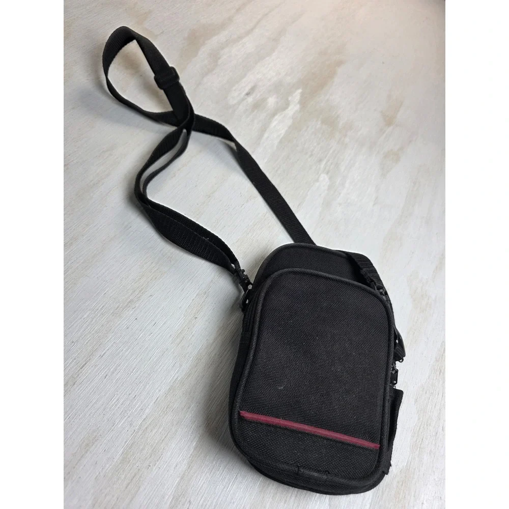 Black Canvas Camera/Crossbody Bag Small Utility Travel Pouch Minimalist Y2K